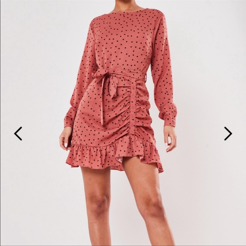 *NWT* Missguided Ruched Side Polka Dot Dress